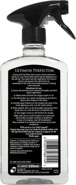Car Gods 54 Pontus Soft Top Water Seal 500ml -Motorcycle Equipment 227358a