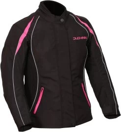 Duchinni Vienna Ladies Motorcycle Jacket - Black And Pink -Motorcycle Equipment 354278b