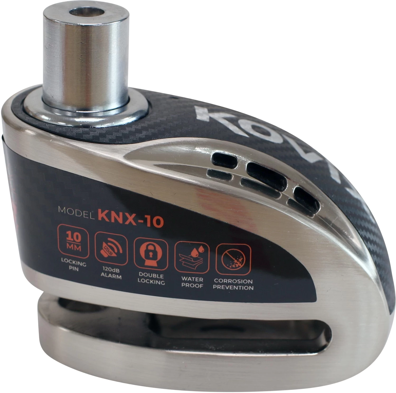 Kovix KNX10 10mm 120db Alarm Disc Lock - Brushed Metal 4 Kovix KNX10 10mm 120db Alarm Disc Lock - Brushed Metal - Image 2
