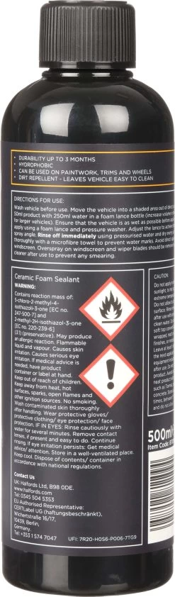 Halfords Advanced Ceramic Foam Sealant 500ml -Motorcycle Equipment 811094a