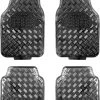 Streetwize 4 Piece Heavy Duty Metallic Check Plate Style Mat Set - Black -Motorcycle Equipment 822070