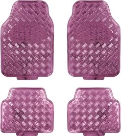 Streetwize 4 Piece Heavy Duty Metallic Check Plate Style Mat Set - Pink