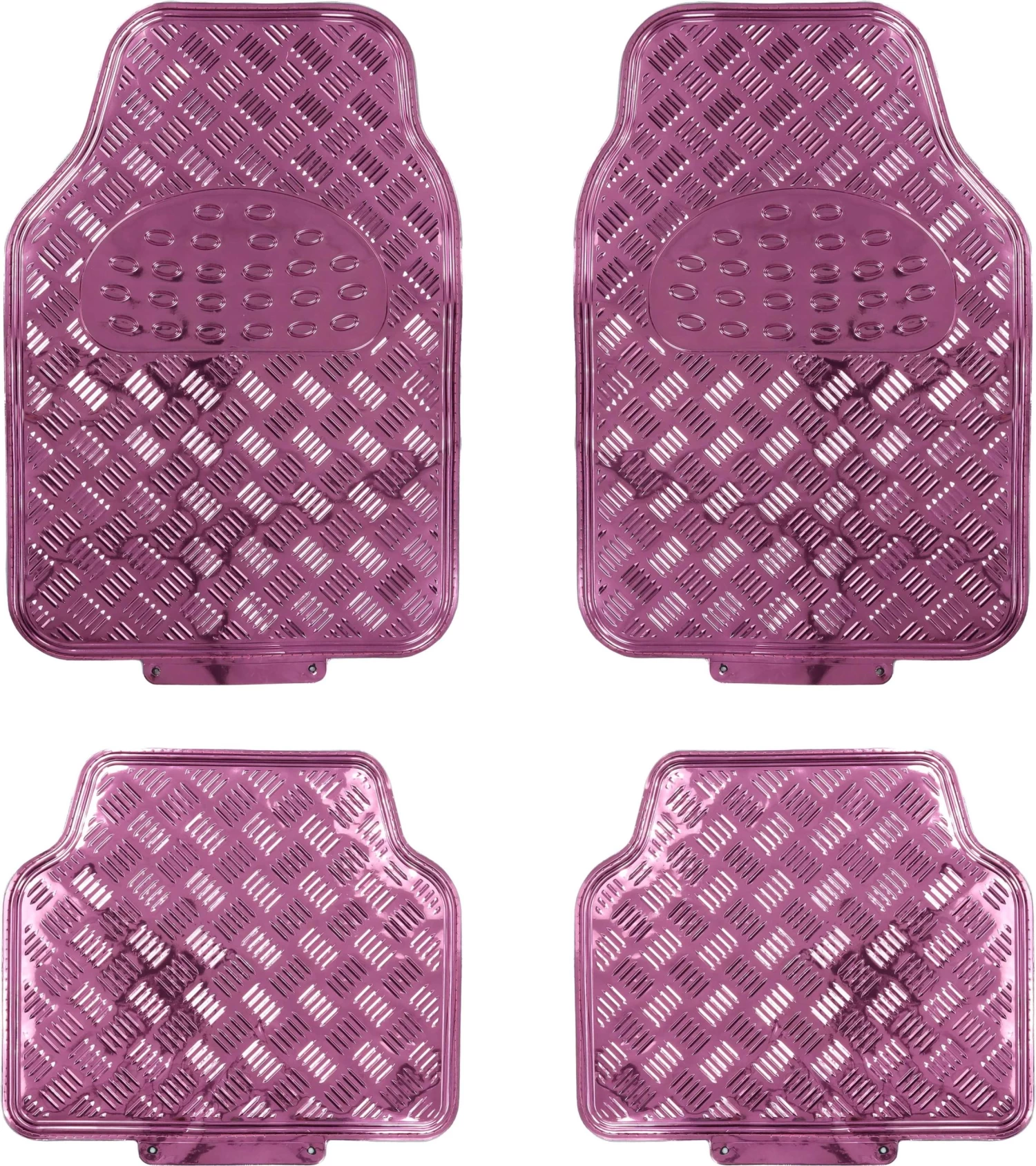 Streetwize 4 Piece Heavy Duty Metallic Check Plate Style Mat Set - Pink 3 Streetwize 4 Piece Heavy Duty Metallic Check Plate Style Mat Set - Pink