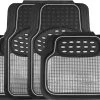Streetwize 4 Piece Heavy Duty Metallic Style Mat Set - Black & Chrome -Motorcycle Equipment 822166