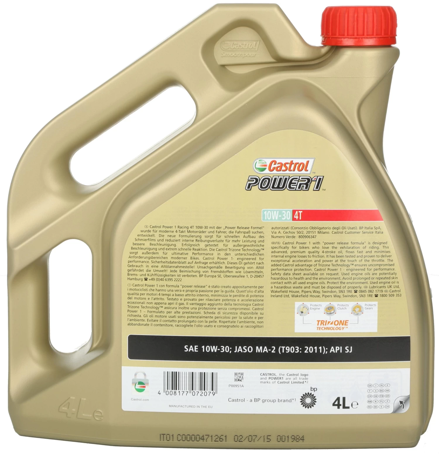 Castrol Power 1 4T 10W/30 Motorcycle Engine Oil - 4ltr 3 Castrol Power 1 4T 10W/30 Motorcycle Engine Oil - 4ltr - Image 2